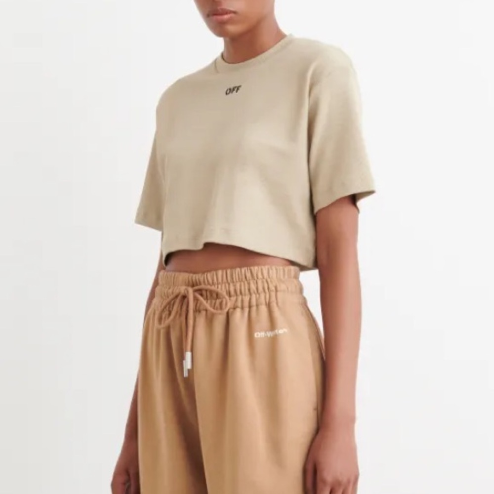 Off-White Stamp Ribbed Cropped Tee - image 3